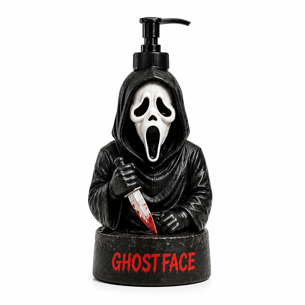 Ghostface Soap Dispenser with bloody knife white background