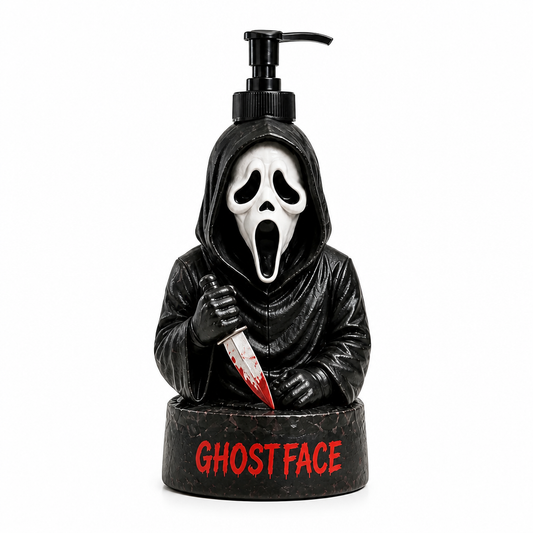 Ghostface Soap Dispenser with bloody knife white background