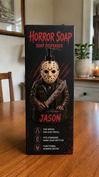 Jason Voorhees Horror Soap box sitting on dining table