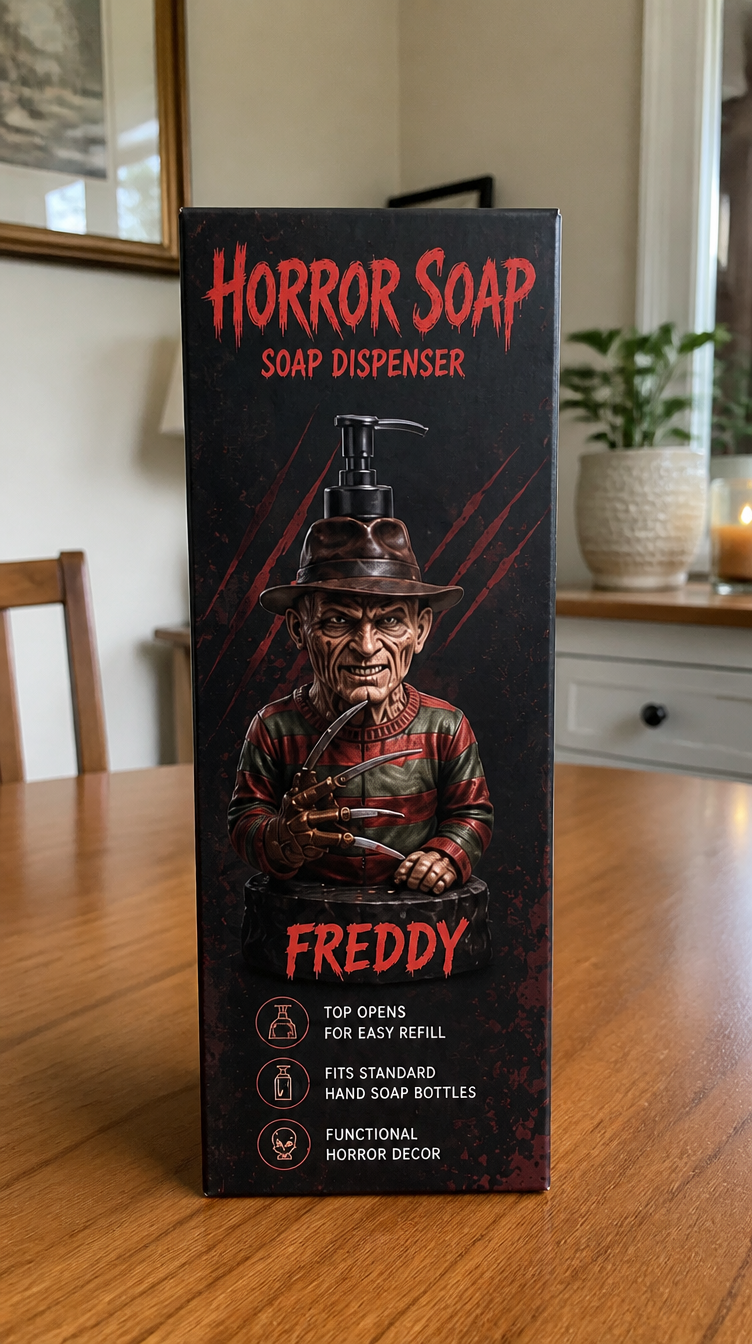 Freddy Krueger Horror Soap box sitting on dining table