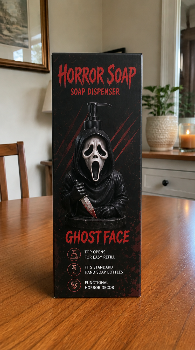 Ghostface Horror Soap box sitting on dining table