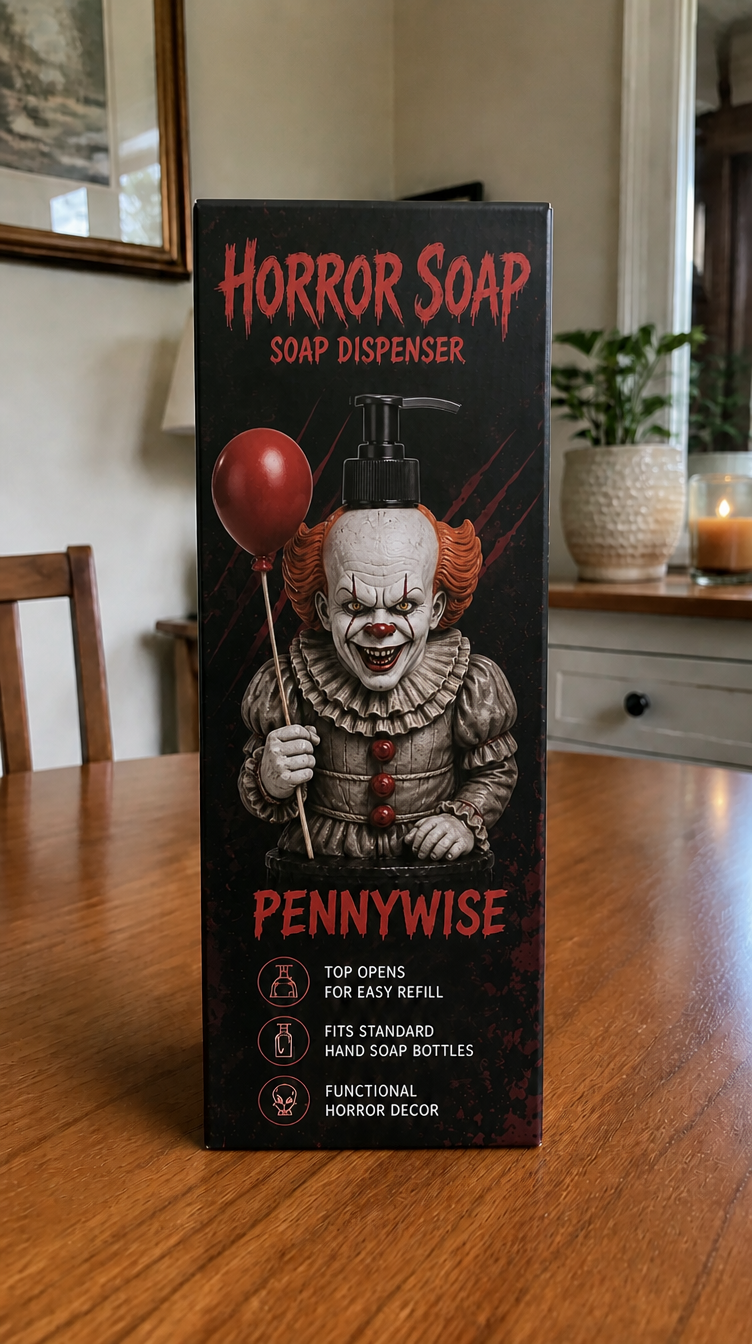 Pennywise Horror Soap box sitting on dining table